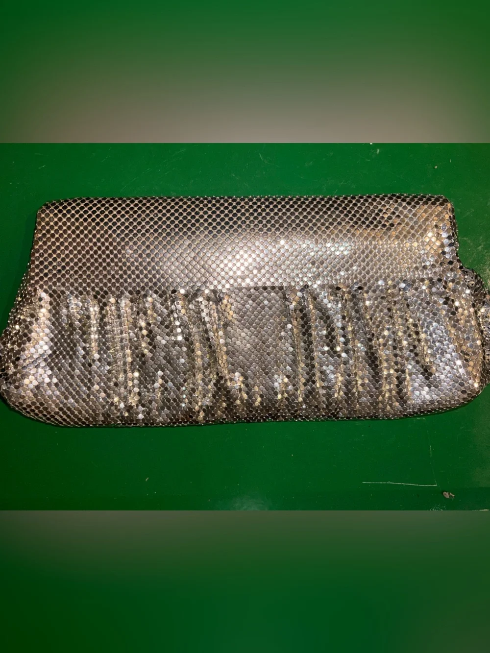 Whiting & Davis Silver Mesh Purse Handbag Evening Clutch in Metallic Sylver